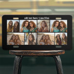 8 Photo Collage Grid - Custom Text - Black License Plate<br><div class="desc">Use 8 photos to create a personal photo collage. This modern,  clean layout includes a solid color background. There is also a place to add text in the middle. The background color can be changed in the customize area.</div>