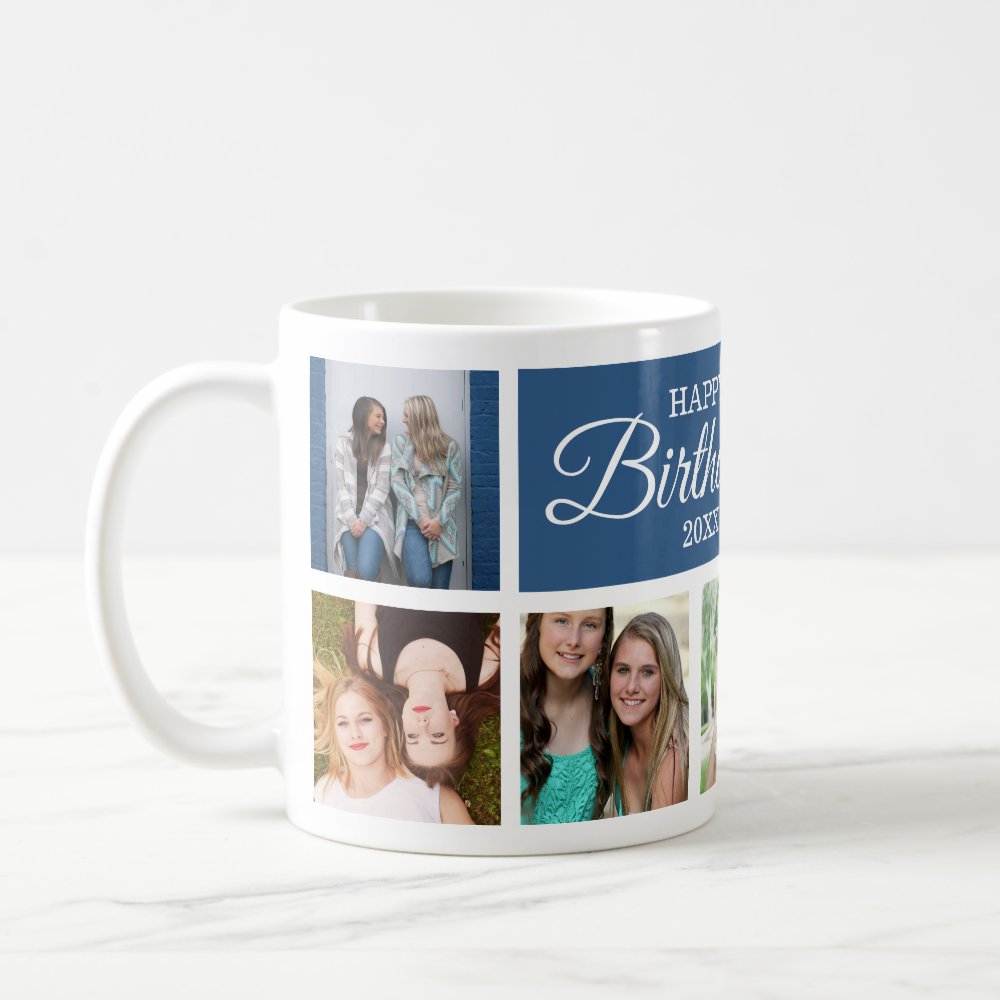 Discover Upload Photo Collage Happy Birthday Custom Coffee Mug