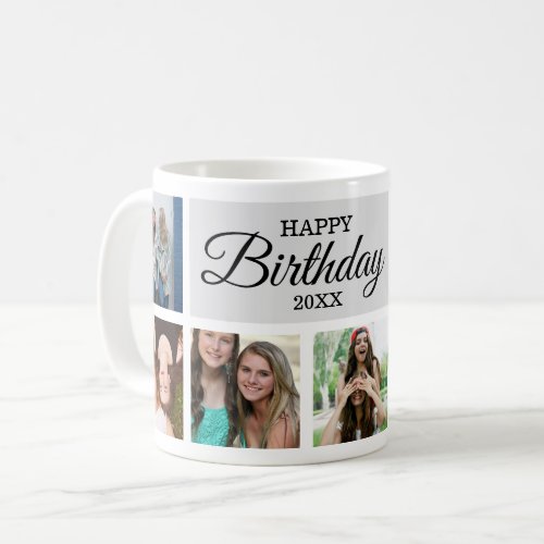 8 Photo Collage Happy Birthday Coffee Mug