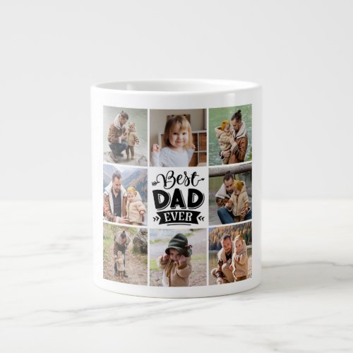 8 Photo Collage Happy Fathers Day Best Dad Ever Giant Coffee Mug