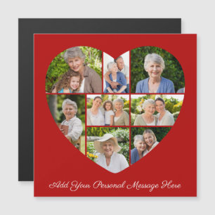 8 Photo Collage Heart Add A Greeting Magnetic Card