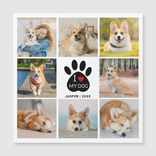 8 Photo Collage Heart I Love My Dog Magnetic Card