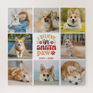 8 Photo Collage I Believe In Santa Paw Name & Date Jigsaw Puzzle