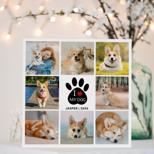 8 Photo Collage I Love My Dog Paw Print  Foam Board