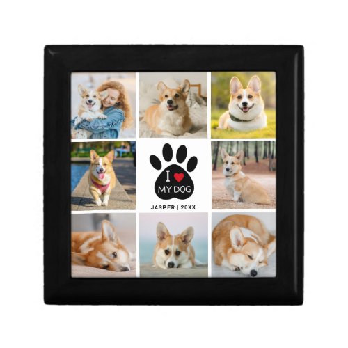 8 Photo Collage I Love My Dog Paw Print  Gift Box