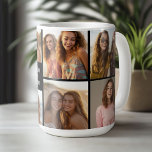 8 Photo Collage Minimalist - Black and White Grid Coffee Mug<br><div class="desc">A collage of 8 photos in a fun grid with different sizes. A simple design with snapshots and a text block. Crop photos into squares before uploading. To adjust photos or change colors,  click on the customize area to make changes.</div>