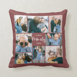 8 Photo Collage Modern Family Personalized   Brick Throw Pillow