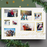 8 Photo Collage | Modern Gold Frames Foil Holiday Card<br><div class="desc">we wish you MERRY CHRISTMAS | 8 Photo Collage Holiday Card. This trendy card includes a photo collage of 8 family photos on the front with custom text and background.

*REAL FOIL FRONT</div>