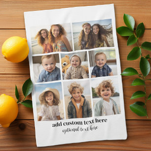 8 Photo Collage - Modern Minimal Black and White Kitchen Towel