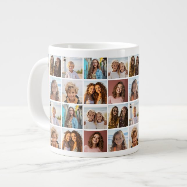 8 Photo Collage Pattern - Pattern Grid - White Giant Coffee Mug (Front Left)