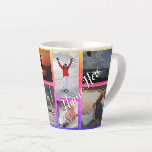 8 Photo Collage Personalised Small Latte Mug