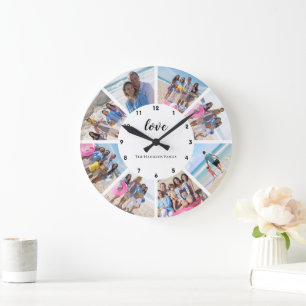 8 Photo Collage Personalized Large Clock