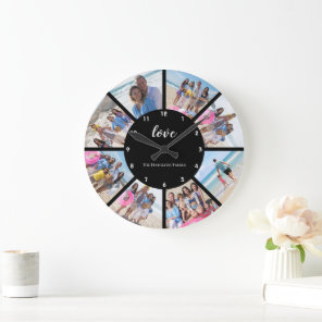 8 Photo Collage Personalized Large Clock