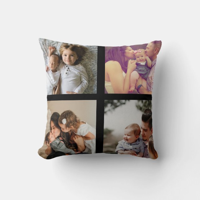 8 Photo Collage Personalized Throw Pillow (Front)