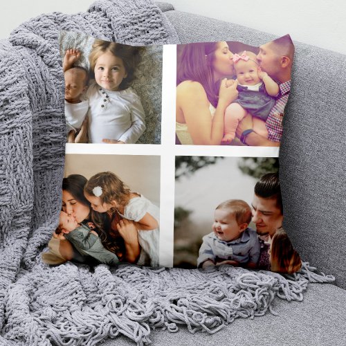 8 Photo Collage Personalized Throw Pillow