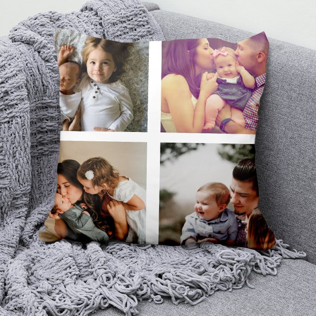 8 Photo Collage Personalized Throw Pillow (Creator Uploaded)