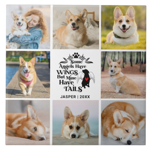 8 Photo Collage Pet Dog Loss Remembrance Ceramic Tile