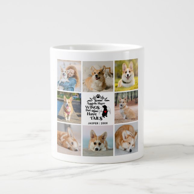 8 Photo Collage Pet Dog Loss Remembrance Giant Coffee Mug (Front)