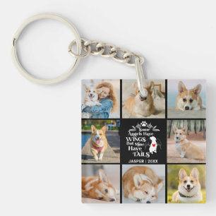 8 Photo Collage Pet Dog Loss Remembrance Keychain