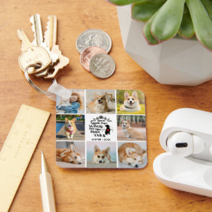 8 Photo Collage Pet Dog Loss Remembrance Keychain