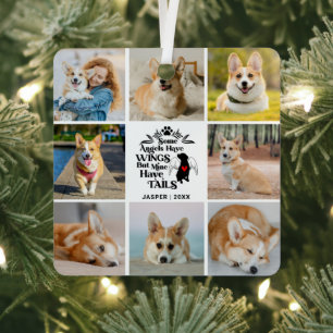 8 Photo Collage Pet Dog Loss Remembrance Metal Ornament