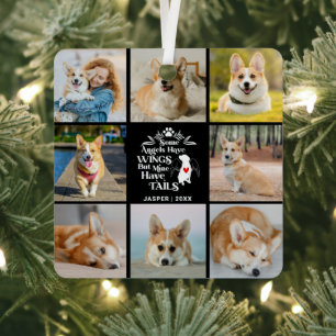 8 Photo Collage Pet Dog Loss Remembrance Metal Ornament