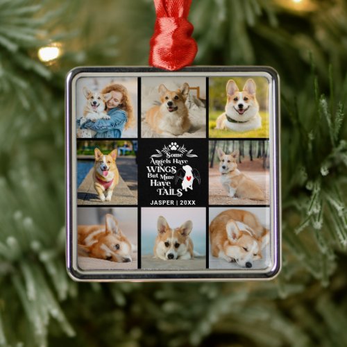 8 Photo Collage Pet Dog Loss Remembrance Metal Ornament