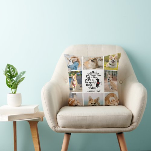 8 Photo Collage Pet Dog Loss Remembrance Throw Pillow