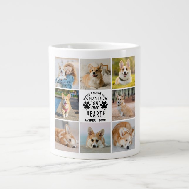 8 Photo Collage Pet Memorial Remembrance  Giant Coffee Mug (Front)