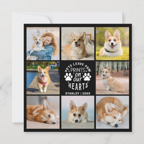 8 Photo Collage Pet Memorial Remembrance Greeting  Card