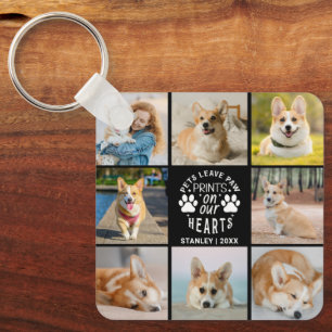 8 Photo Collage Pet Memorial Remembrance Keychain
