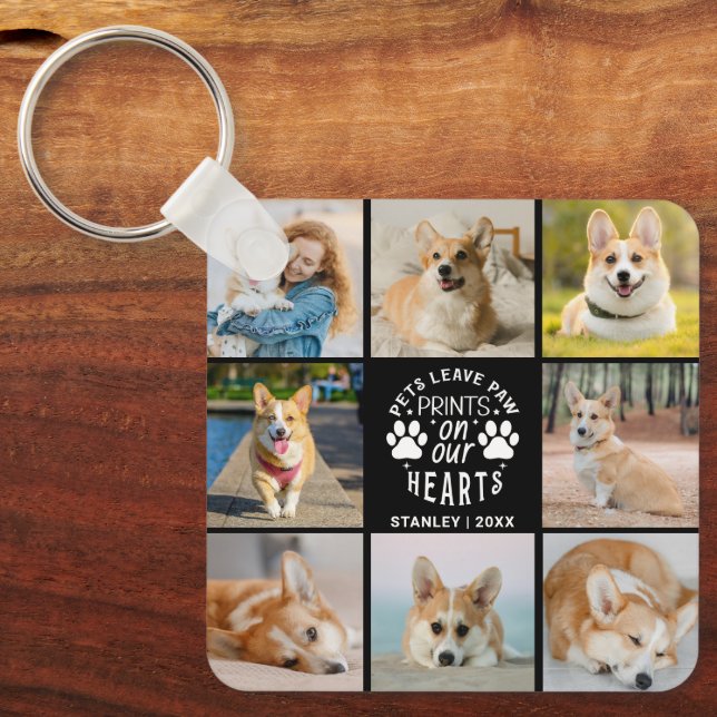 8 Photo Collage Pet Memorial Remembrance   Keychain (Front)