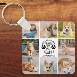 8 Photo Collage Pet Memorial Remembrance Keychain