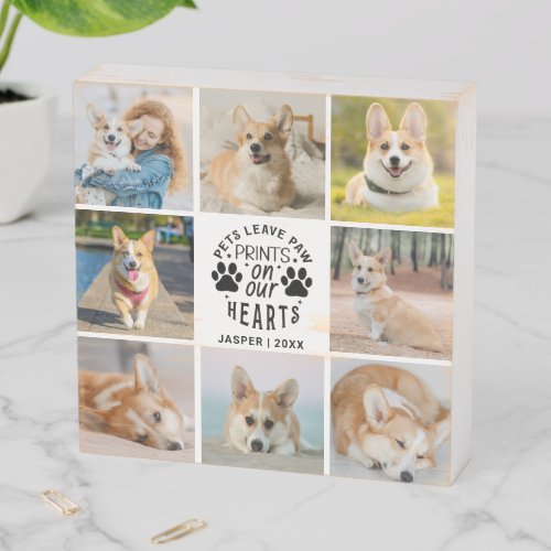 8 Photo Collage Pet Memorial Remembrance Wooden Box Sign