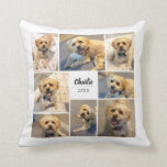 8 Photo Collage | Pet Name White Throw Pillow<br><div class="desc">This simple,  modern styled throw pillow features 8 photo templates,  as well as 2 text templates (name and year). Makes a great gift for the pet lover! Other colors available (shown in muted black and white).</div>
