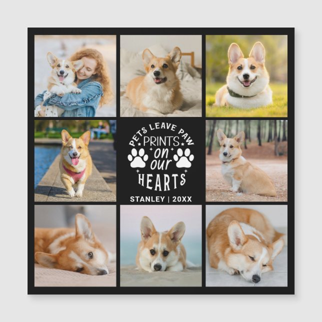 8 Photo Collage Pet Remembrance Magnetic Card (Front)