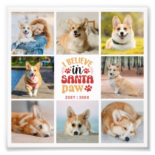 8 Photo Collage Pet Santa Paws Photo Enlargement
