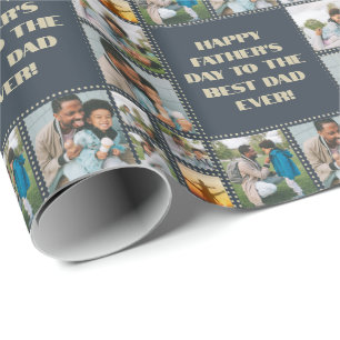 8 Photo Collage Sentiment Father's Day Birthday Wrapping Paper