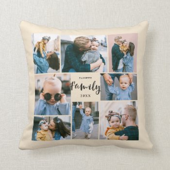 8 Photo Collage Stylish Modern Family | Cream Throw Pillow by Orabella at Zazzle