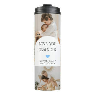 8 Photo Collage We Love You Grandpa Arch Thermal Tumbler
