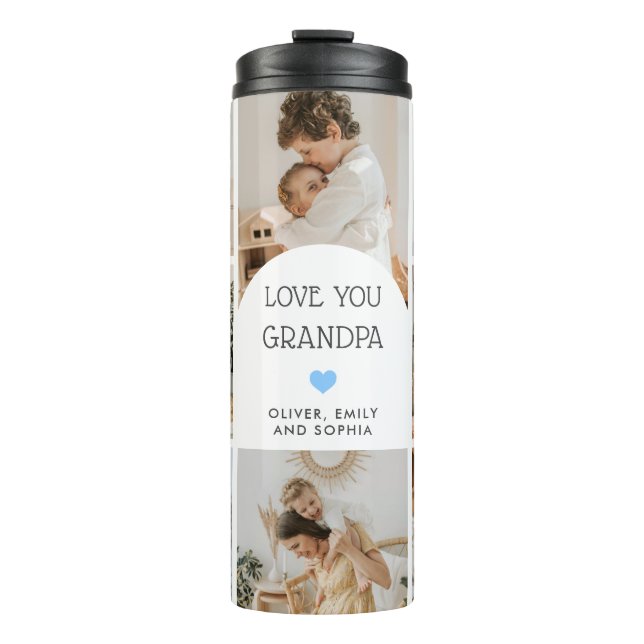 8 Photo Collage We Love You Grandpa Arch      Thermal Tumbler (Front)