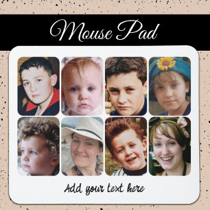 8 photo collage white black mouse pad