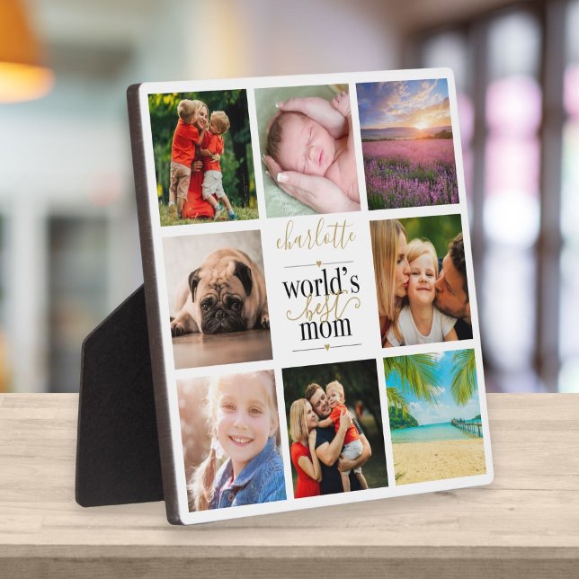 8 Photo Collage Worlds Best Mom Personalized Plaque (Creator Uploaded)