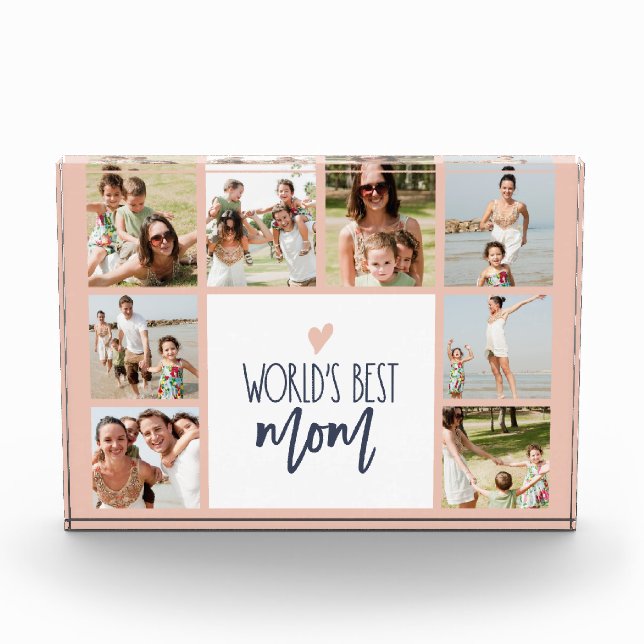 8 Photo Collage World's Best Mom Photo Block (Front)