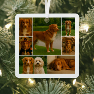 8 Photo Custom Collage Personalized Metal Ornament