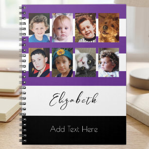 8 photo custom name purple notebook