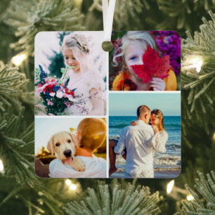 8 Photo Double Sided Metal Rounded Ornament