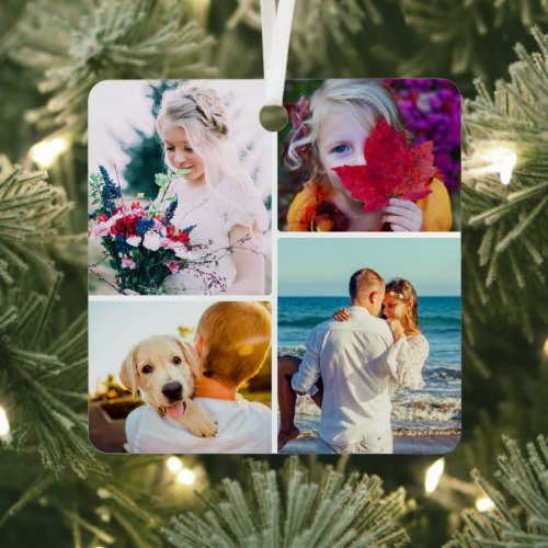 8 Photo Double Sided Metal Rounded Ornament