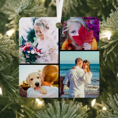 8 Photo Double Sided Metal Rounded Ornament