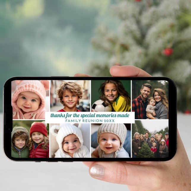 8 Photo - Family Reunion Thank You Collage Holiday Card (Front Digital)